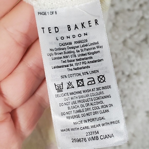 Ted Baker‎ Womens Linen Blend Top Size 2 (US Small) Pastel Floral Lightweight - Picture 5 of 10